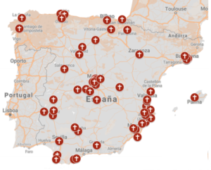 Mapa las Capillas de Adoración Perpetua en España